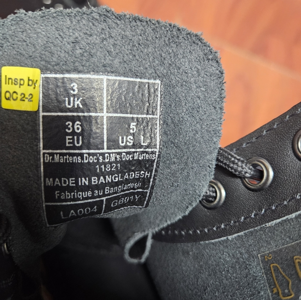 Dr. Martens Womens Black Boots with Yellow Stitching - Picture 5 of 5
